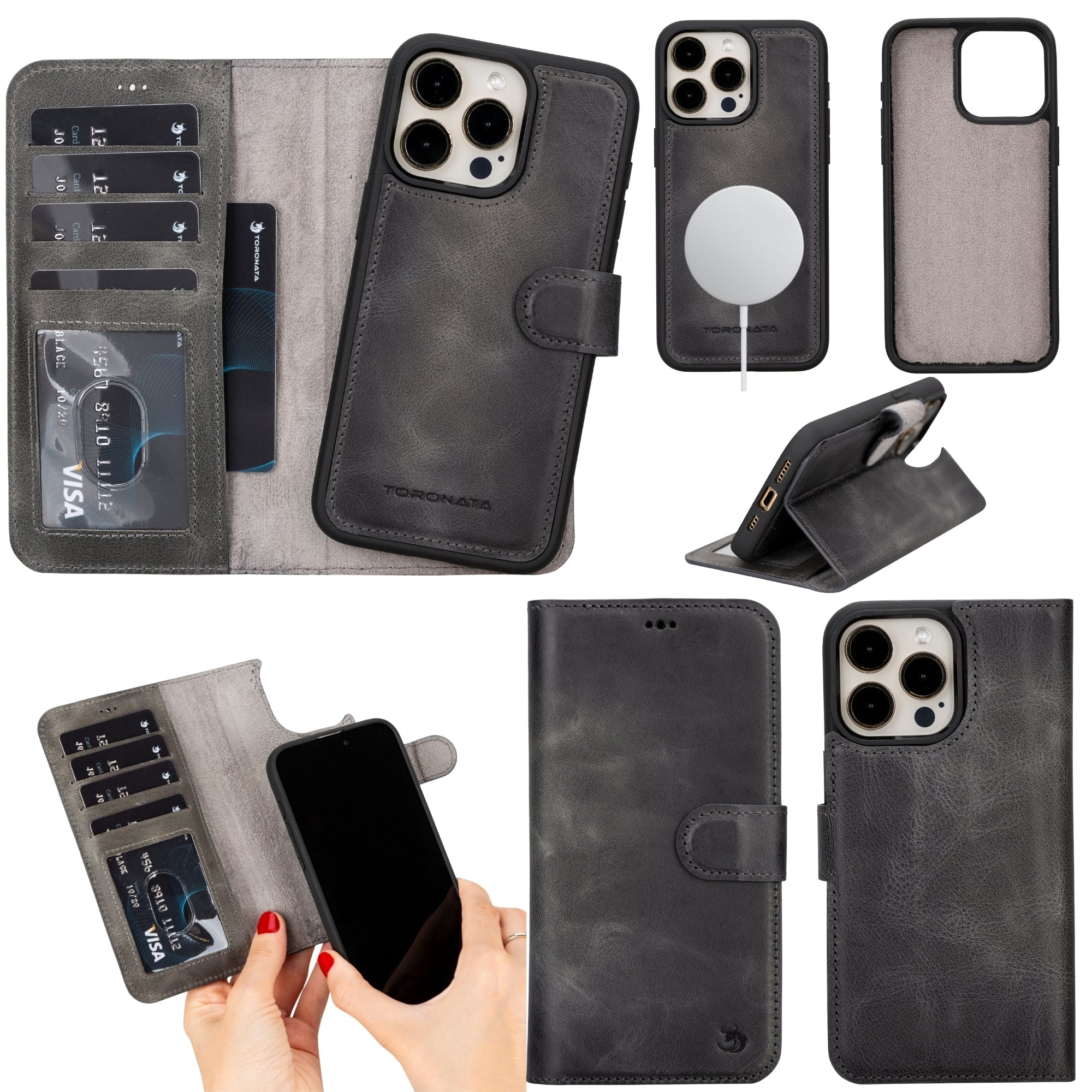 Casper Leather iPhone 15 Pro Max Wallet Case | Detachable MagSafe Compatible RFID Protection